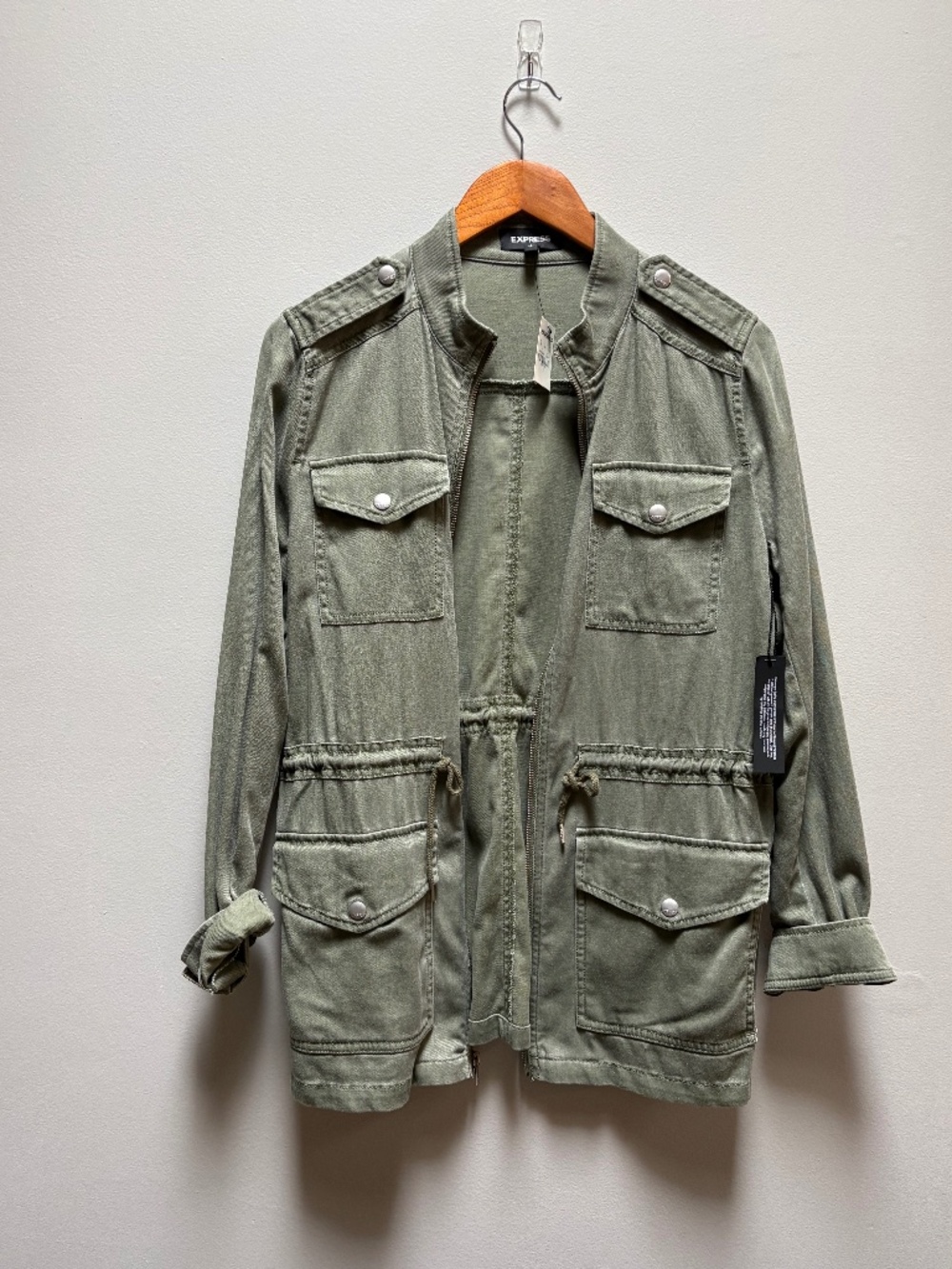 NWT Express Olive Green Military Utility Jacket Women’s Small